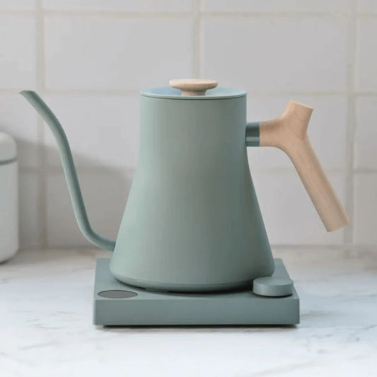FELLOW STAGG EKG ELECTRIC POURING KETTLE SMOKE GREEN WITH MAPLE HANDLE